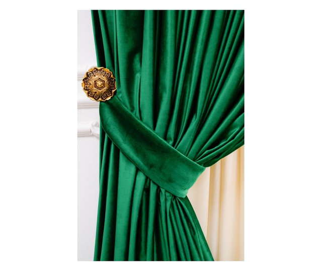 Draperie  din catifea, verde smarald, cu rejansa, uni , opaca, 200x250