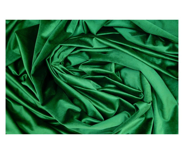 Bársony drapéria, smaragdzöld, peremmel, uni, átlátszatlan, 200x250