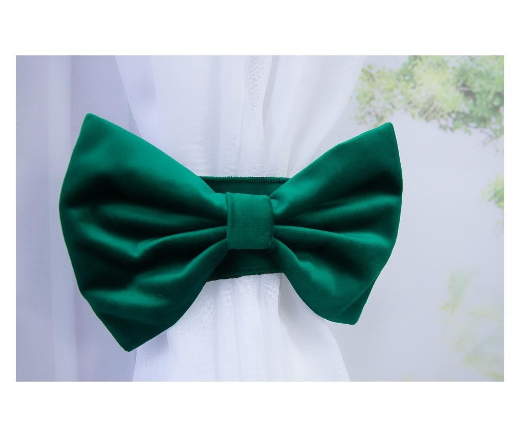 Bijela kuhinjska zavjesa s volanom od zelene baršunaste tkanine, s trakom, 200 x 130 - 7