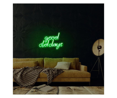 Aplica de perete decorativa Neon Graph, neon benzi PVC, No Bulb, verde, 44x33x2 cm