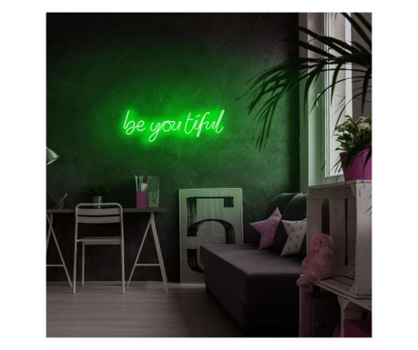 Aplica de perete decorativa Neon Graph, neon benzi PVC, No Bulb, verde, 57x20x2 cm