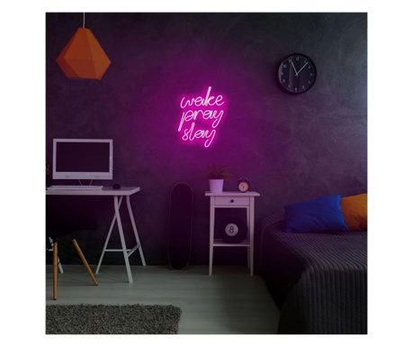 Aplica de perete decorativa Neon Graph, neon benzi PVC, No Bulb, roz, 37x28x2 cm