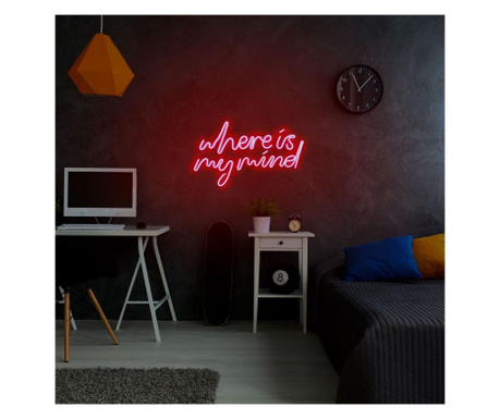 Aplica de perete decorativa Neon Graph, neon benzi PVC, No Bulb, rosu, 51x30x2 cm