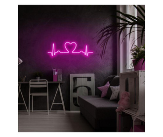 Aplica de perete decorativa Neon Graph, neon benzi PVC, No Bulb, roz, 52x17x2 cm