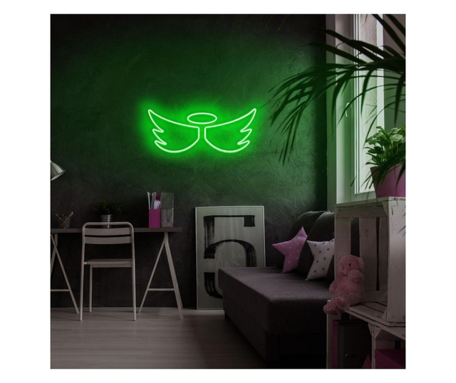 Aplica de perete decorativa Neon Graph, neon benzi PVC, No Bulb, verde, 52x22x2 cm