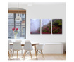 Set Tablouri Multicanvas 3 piese, Covor de frunze rosii in padure, Panza pe cadru de lemn, 3 x 70 x 100 cm