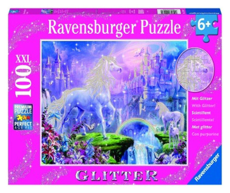 Puzzle unicorn cu sclipici Ravensburger 100 piese