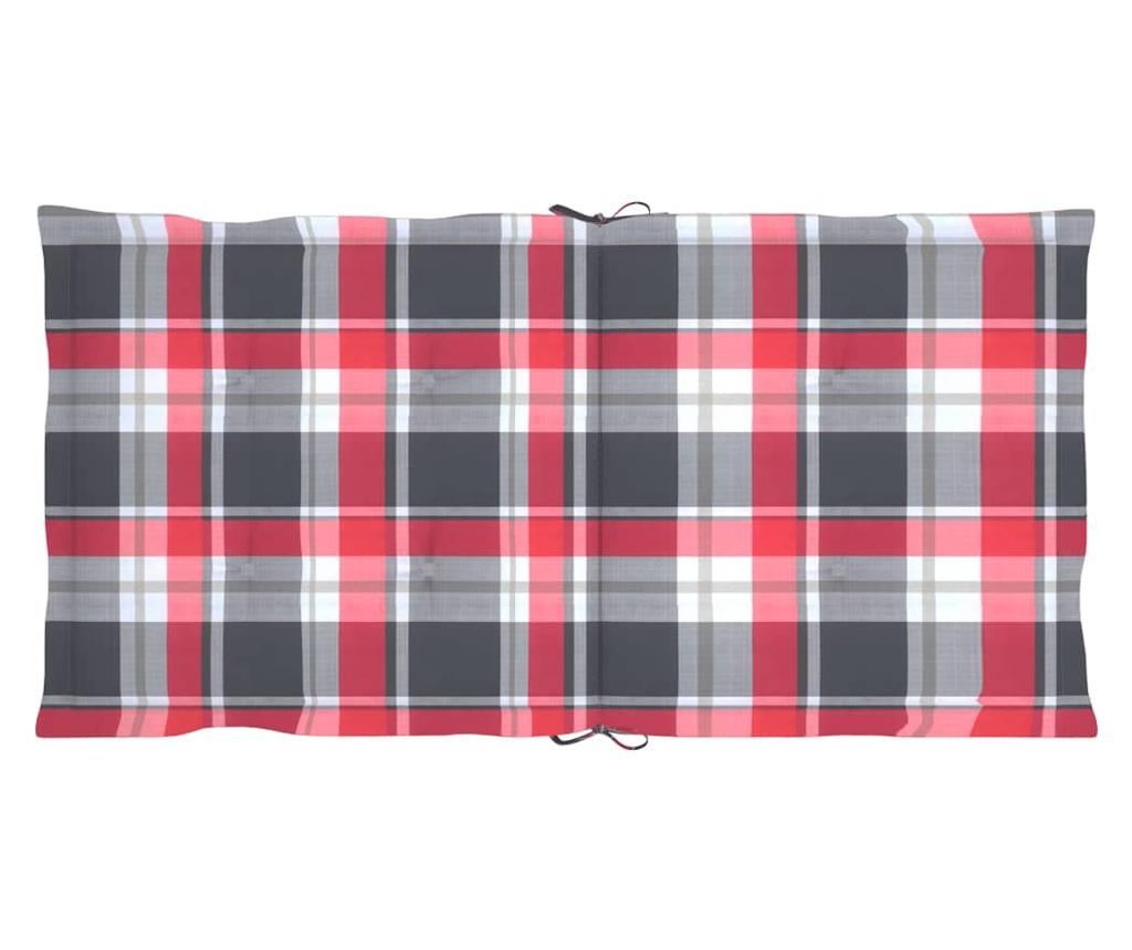 Градински възглавници, 2 бр., червен каре, 100x50x3 см - 4