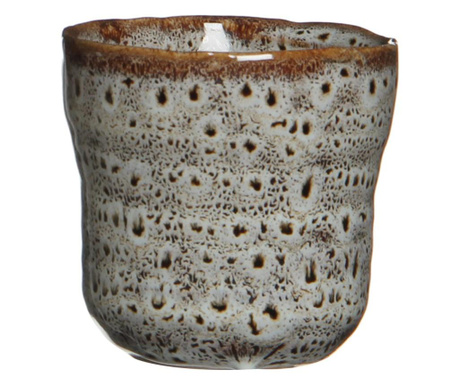 Ghiveci de ceramica, maro/alb, 7,5x7,5 cm