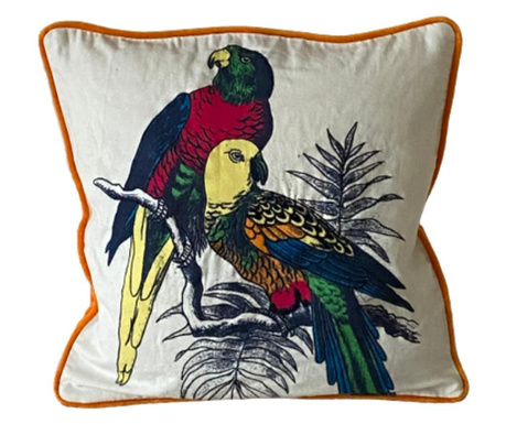 Husa decorativa Tropical Parrot 45 x 45 cm, 100% Bumbac Joe Brown, Multicolor, 45 x 45 cm