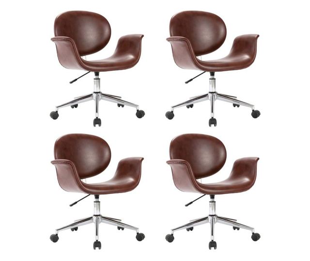 Okretna kuhinjska stolica, 4 kom., smeđa, ekološka koža