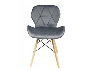 Scaun scandinav dining tapitat cu velur gri