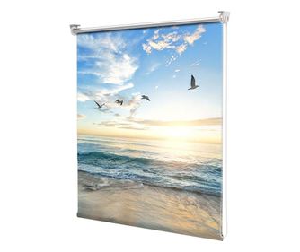 Roleta tip Jaluzea cu Rulou si sistem inclus, Peisaj cu pasari care zboara peste mare, Decoratiuni Casa, Latime 95 cm x Inaltime