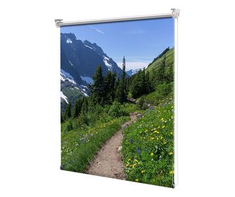 Roleta tip Jaluzea cu Rulou si sistem inclus, Peisaj de munte cu flori, Decoratiuni Casa, Latime 95 cm x Inaltime 250 cm