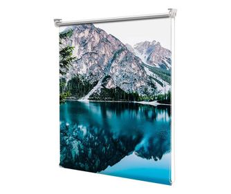 Roleta tip Jaluzea cu Rulou si sistem inclus, Munte oglindit in apa albastra clara, Decoratiuni Casa, Latime 95 cm x Inaltime 25