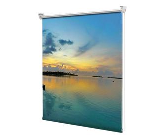 Roleta tip Jaluzea cu Rulou si sistem inclus, Peisaj luminos cu apa si barca, Decoratiuni Casa, Latime 95 cm x Inaltime 250 cm