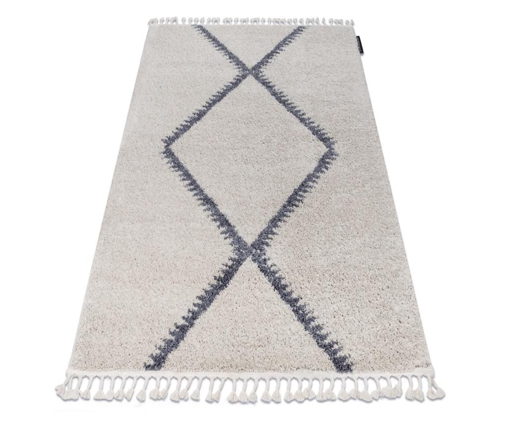 Covor Berber Meknes B5910 cremă si gri Franjuri shaggy pletos 120x170 cm  120x170 cm