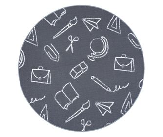 килим за деца SCHOOL кръг училище сив кръг 133 cm  κύκλος 133 см