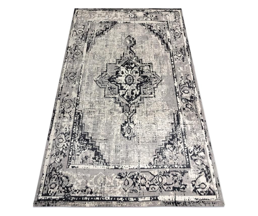 Vintage Rug Frame Rosette Distressed Gray / Black 120x170 cm