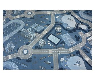 Covor - Mocheta antiderapantă pentru copii Street albastru 100x400 cm  100x400 cm