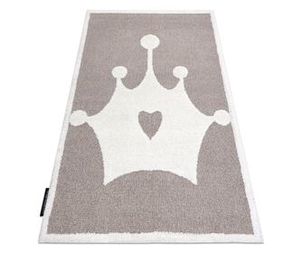 Модерен детски килим JOY Crown, корона за деца - структурни две нива руно бежов / кремаво 140x190 cm  140x190 см