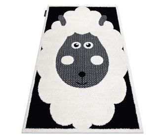 Модерен детски килим JOY Sheep овце, за деца - структурни две нива руно сиво / черно 160x220 cm  160x220 см