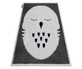 Модерен детски килим JOY Owl, Бухал за деца - структурни две нива руно сиво / кремаво 140x190 cm  140x190 см