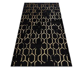 Modern GLOSS szőnyeg 407C 86 elegáns, glamour, art deco fekete / arany 140x190 cm 140x190 cm