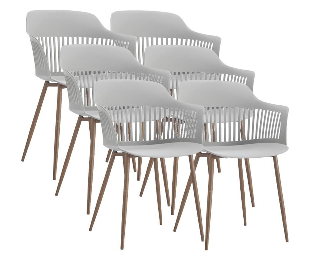 RAKI FLORIDA Set of 6 White Dining Chairs with Polypropylene Backrest 53x59x81cm
