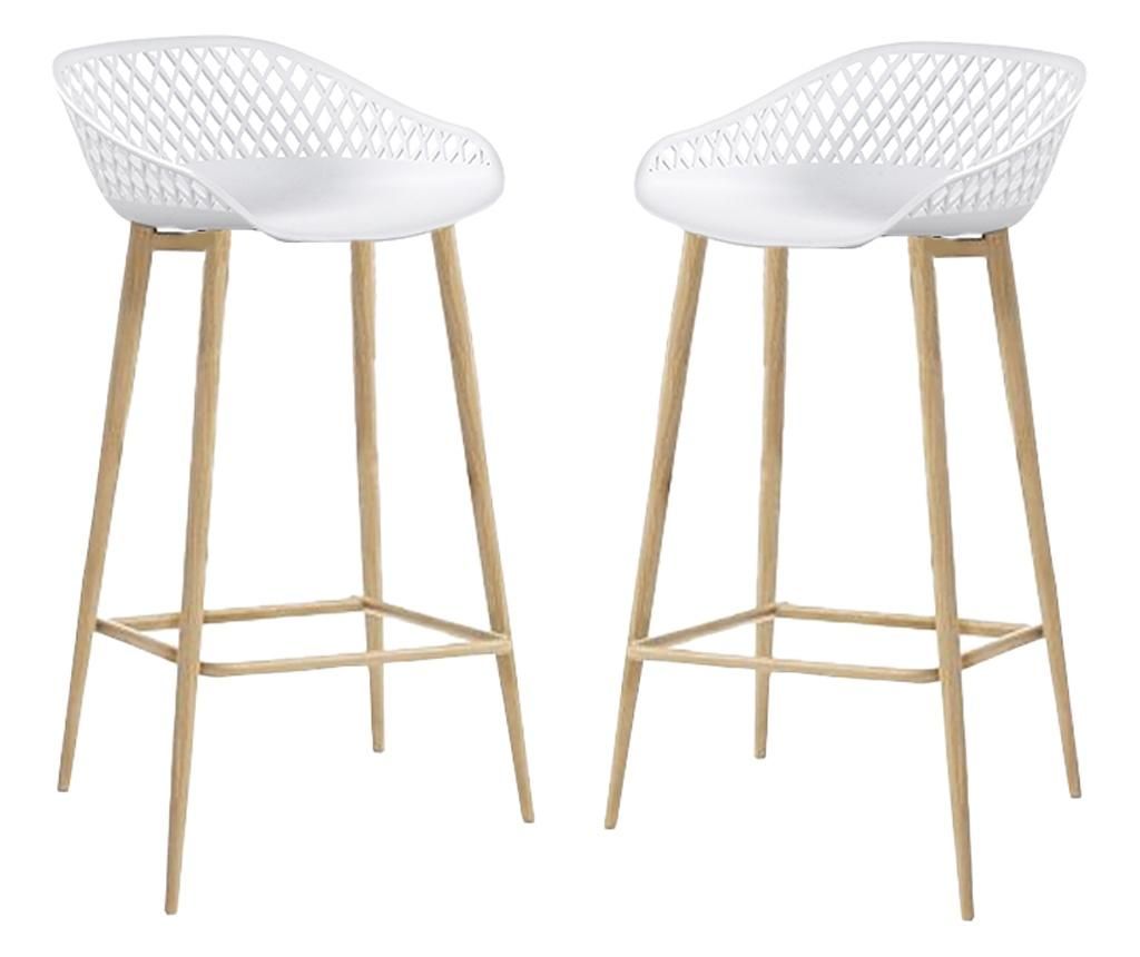 RAKI TOYAMA Set 2 scaune de bar albe polipropilena 48x47x95cm