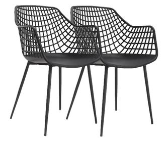RAKI TOYAMA Set 2 scaune bucatarie, terasa cu aditiv de protectie anti UV 56x57x84cm negru