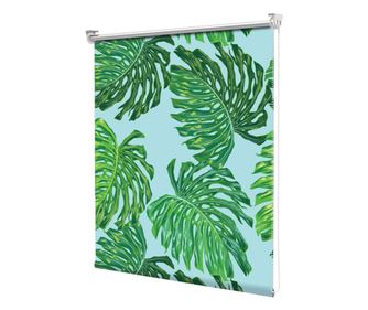 Roleta Art Shade tip Jaluzea cu Rulou si sistem inclus, Frunze detaliu pe fundal verde, Decoratiuni, Latime 130 cm x Inaltime 13