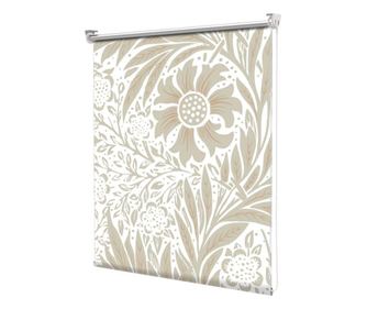 Roleta Art Shade tip Jaluzea cu Rulou si sistem inclus, Frunze bej pe fundal alb, Decoratiuni, Latime 115 cm x Inaltime 130 cm