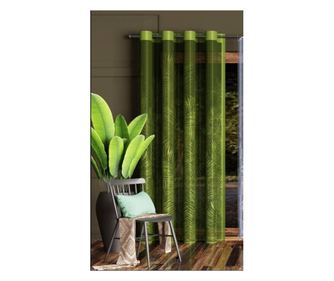 Perdea decorativa cu gauri pentru agatat dantela 140 x 250 cm verde închis 140x250 cm