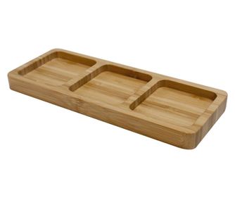 RAKI Platou servire dreptunghiular bambus 25,5x10xh1,9cm cu 3 compartimente