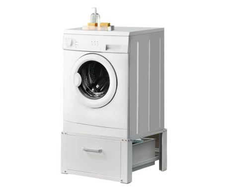Suport pentru masina de spalat cu sertar depozitare 63 x 54 x 31 cm alb 150kg