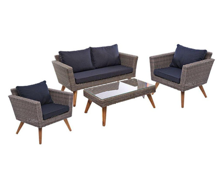 Set mobilier de gradina terasa cu perne malmo dark blue