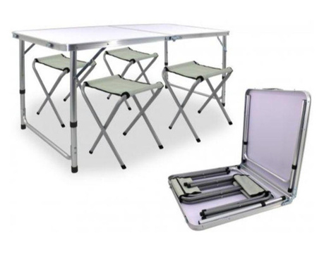 Комплект маса и 4 стола за къмпинг, сгъваеми 110X80X70см