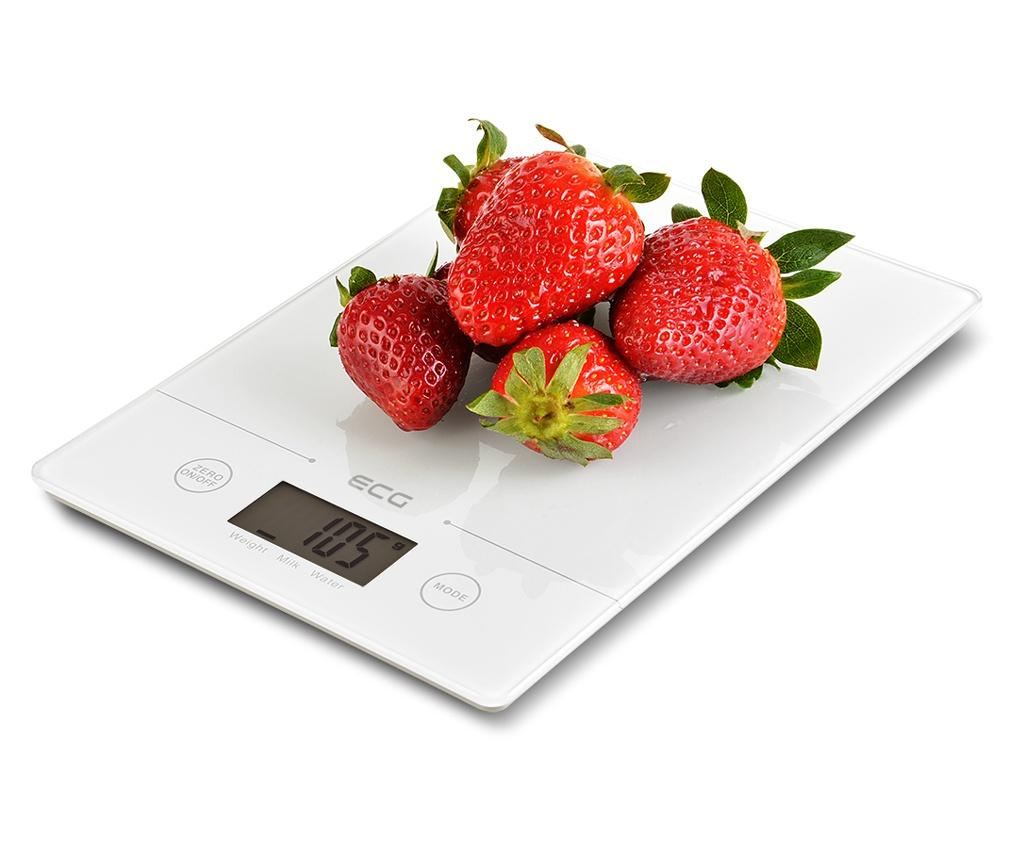 Cantar de bucatarie ECG KV 117 SLIM, alb, 5 kg, precizie 1g, TARA, afisaj LCD, sticla securizata 3mm - 2