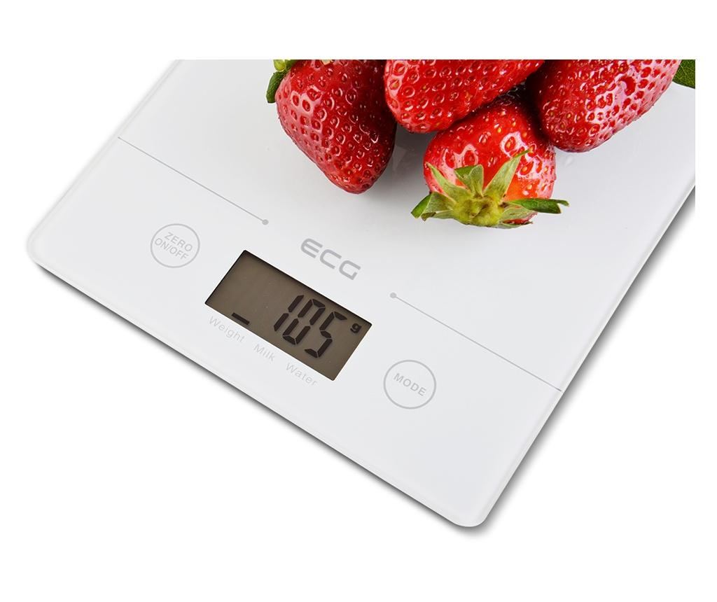 Cantar de bucatarie ECG KV 117 SLIM, alb, 5 kg, precizie 1g, TARA, afisaj LCD, sticla securizata 3mm - 3