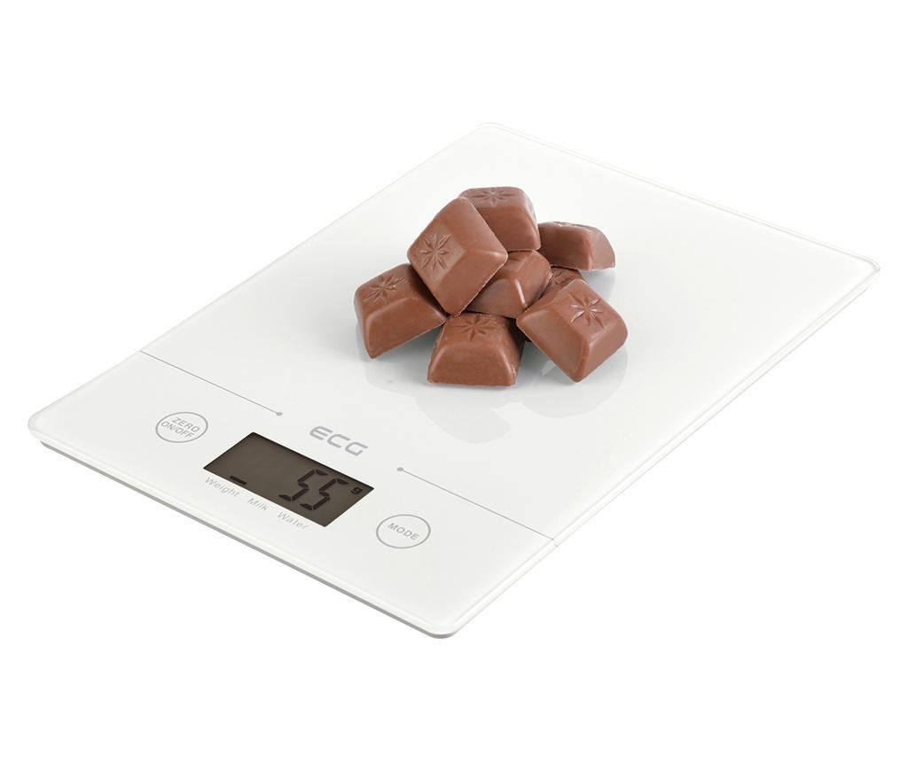 Cantar de bucatarie ECG KV 117 SLIM, alb, 5 kg, precizie 1g, TARA, afisaj LCD, sticla securizata 3mm - 4