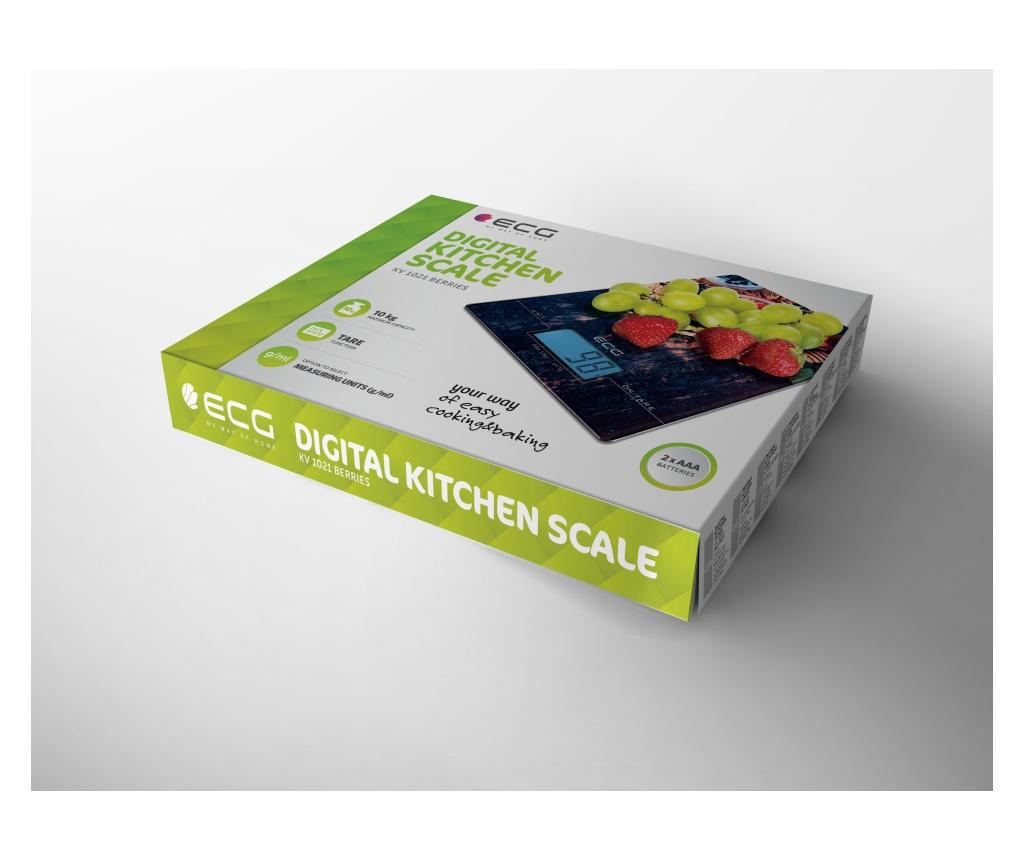 Cantar de bucatarie ECG KV 1021 Berries, 10 kg, precizie 1g, TARA, afisaj LCD, sticla securizata 3mm - 6