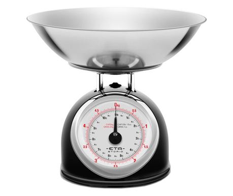 Cantar mecanic de bucătărie Eta Storio 5777 NEGRU, 5 kg, precizie 25g, vas 5 L din oțel inoxidabil
