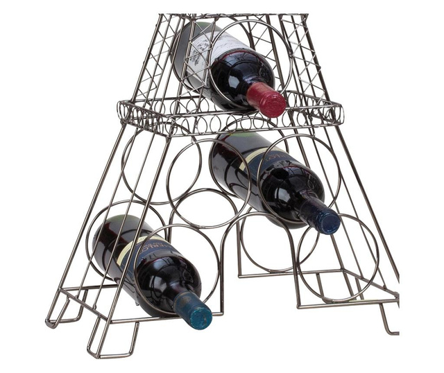 Suport metal pentru 6 sticle vin, model turnul Eiffel, 72,5 cm, 1,62 kg