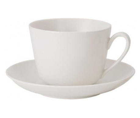 Ceasca cafea ceai cu farfurie Twist white, cod 494971/494988