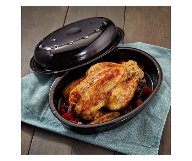 Tava Enamel Oval Roaster,33x25x11 cm Granit -JS05