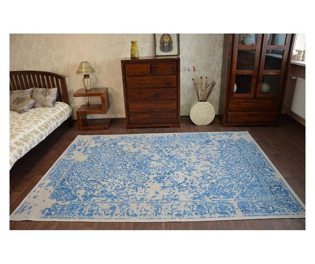 Koberec VINTAGE 22208/053  modro-šedý  klasická rozeta 80x150 cm  80x150 cm
