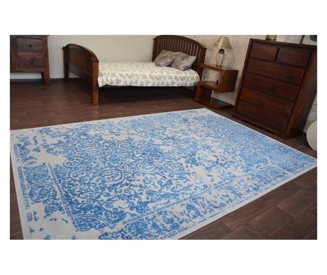 Koberec VINTAGE 22208/053  modro-šedý  klasická rozeta 80x150 cm  80x150 cm