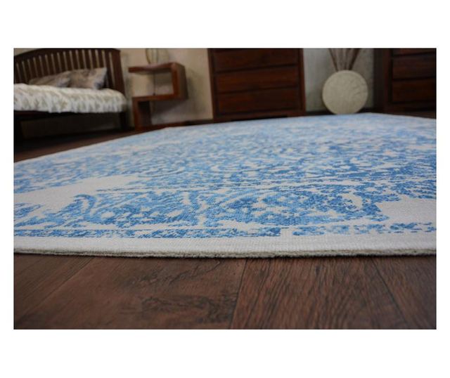 Koberec VINTAGE 22208/053  modro-šedý  klasická rozeta 80x150 cm  80x150 cm