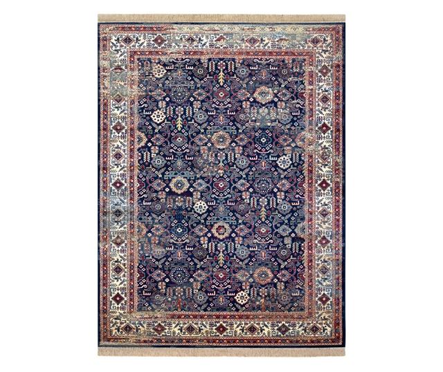 Covor Windsor 22993 ORNAMENT, VINTAGE, FRANJURI albastru inchis / fildeş 60x100 cm  60x100 cm